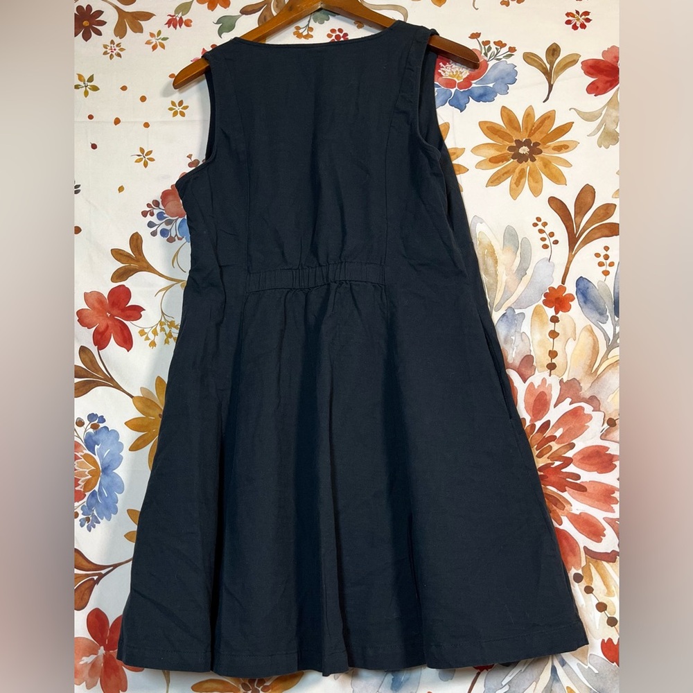 A new day 14 Black Cotton Blend VNeck Side Zip Spring Preppy Sleeveless Dress - Picture 3 of 10